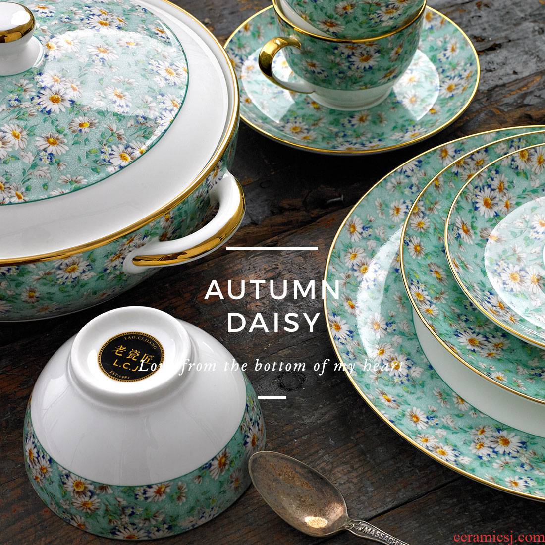Manual paint Japanese dishes Daisy jingdezhen ceramic tableware coffee cup gift set tableware DIY custom