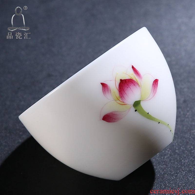 The Product dehua porcelain remit jade built white porcelain flowers blossom put opening cup jade porcelain individual CPU master CPU
