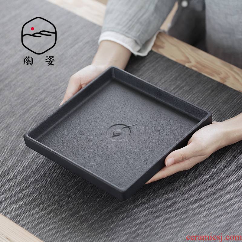 TaoZi square small saucer ceramic single pot bearing Japanese tea tray was kung fu tea set coarse TaoGan mercifully