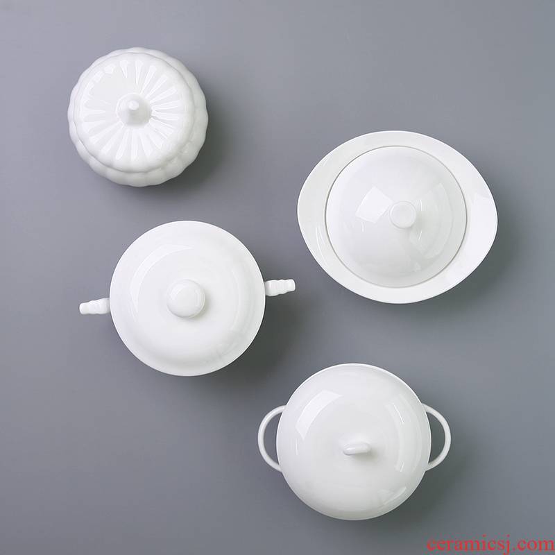 Ipads China bird 's nest mini stew hotel western - style food ceramic water sweet soup bowl with cover soup bowl