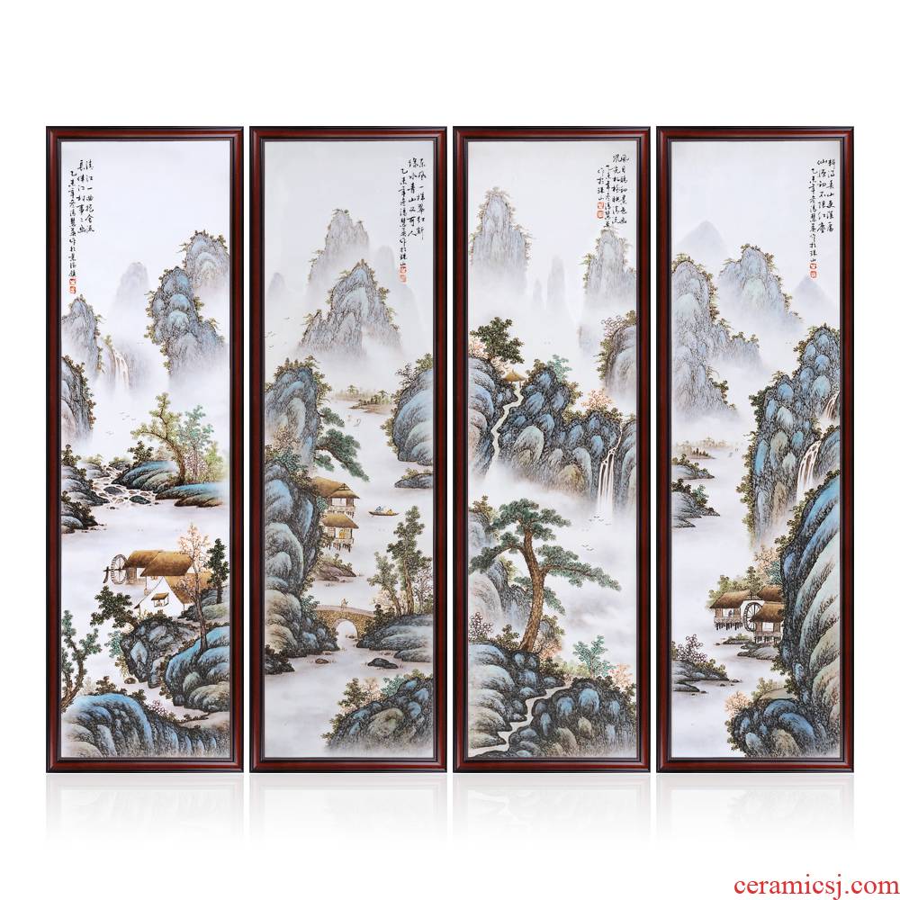 Jingdezhen ceramic Feng Huiying hand - made heavy adornment famille rose porcelain plate painting landscapes of modern Chinese style classical furnishing articles