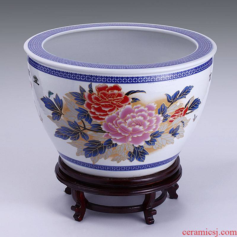 Jingdezhen ceramic filter tank large fountain tortoise cylinder goldfish bowl wealth and fertility