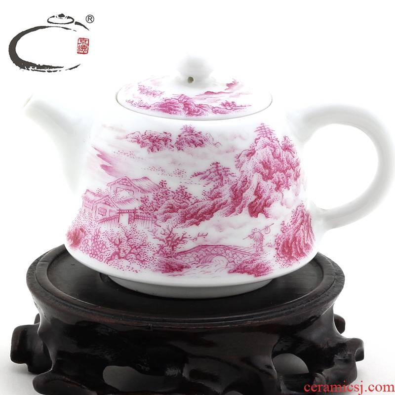 And auspicious jingdezhen ceramic teapot manually ruby And admiralty pot of hand - made small pot of tea collection box