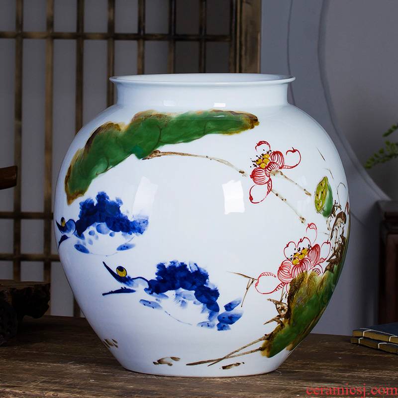 Jingdezhen ceramic powder enamel famous hand - made vases, harmony is the sitting room of Chinese style household rich ancient frame decorative furnishing articles