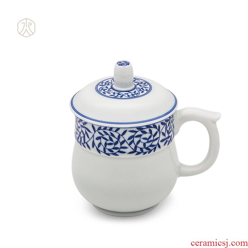 Cheng DE hin kung fu tea set jingdezhen hand - made porcelain tea cup, office cup high - grade fine jade leaf spring 13