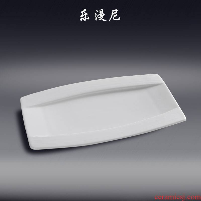 Le diffuse, oblong jinlong ferry plate - white hotel ceramic tableware rectangular white porcelain plate creative hot