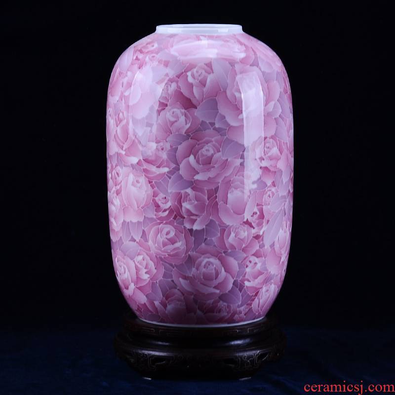 Under the liling glaze colorful porcelain vase TV ark adornment medium ceramic vase peony hand - made patterns furnishing articles