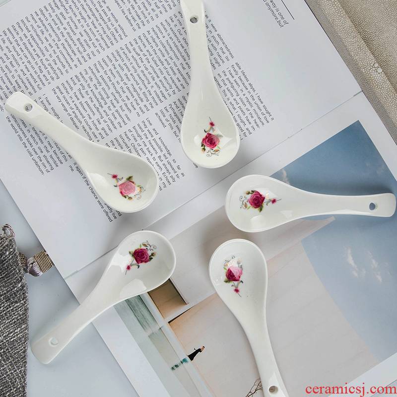 Spoon, jingdezhen ceramic household small ladle 10 only suits for Chinese style dinner Spoon [single shoot don 't pack mail]