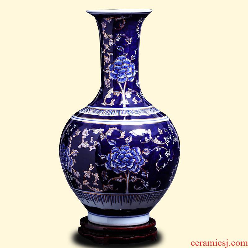 Jingdezhen ceramic vase of large sitting room of Chinese style porch place the see colour blue and white porcelain decoration