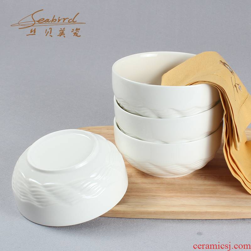 Creative household more Korean white ceramic rainbow such use large bowl pull rainbow such as bowl bowls rainbow such as bowl suit