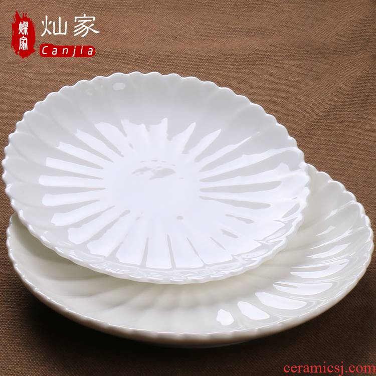 Can is home pure white ceramic plate continental plate creative by plate steak old classic round flat plate