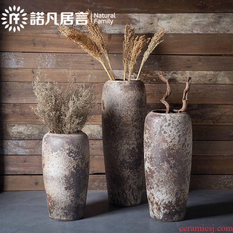 Jingdezhen modern minimalist checking coarse pottery jars do old antique vases, flower arranging dried flowers be born big flowerpot