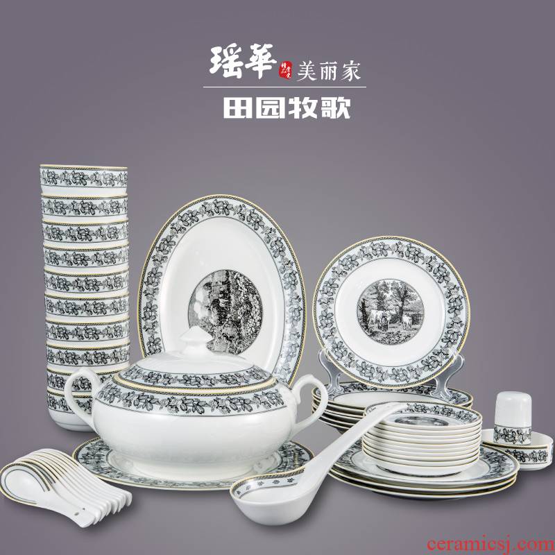 Tableware suit 56 skull bowls dish bowl dish housewarming gift ceramics microwave oven