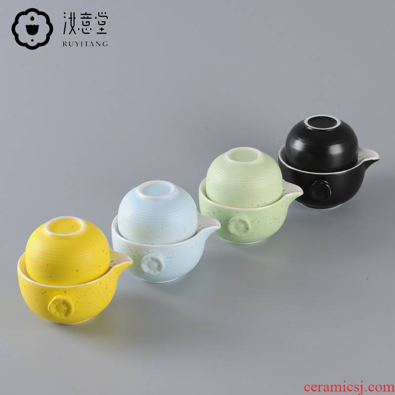 Ceramic crack cup travel tea set a pot of 2 cup simple household contracted kung fu tea set office