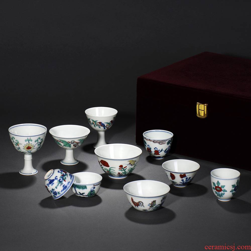 Treasure porcelain Lin, a perfect set of single cup blue bucket color copy in jingdezhen ceramic cups