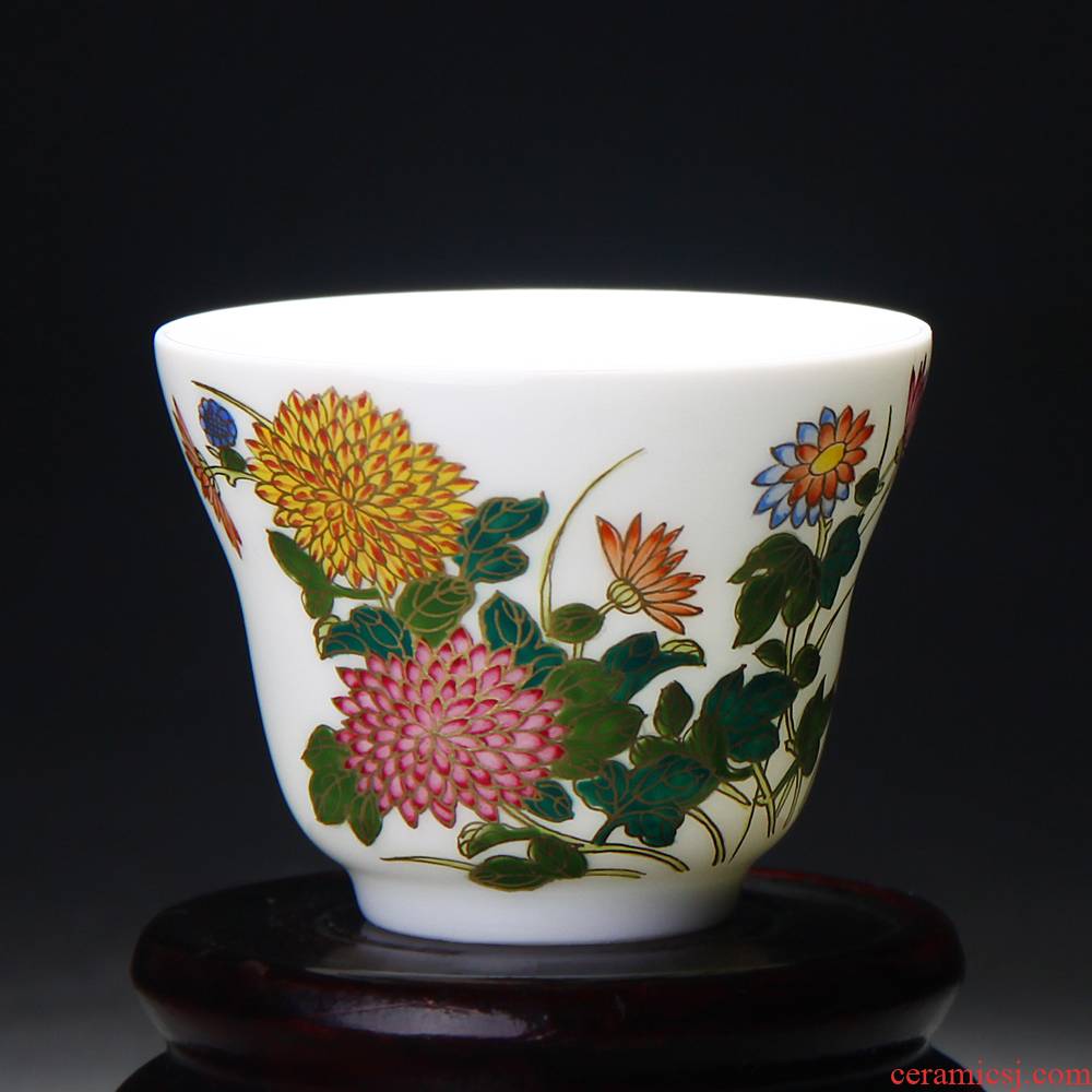 Treasure porcelain enamel see Lin by of single cup flora of jingdezhen ceramic cups hand - made sample tea cup to collect