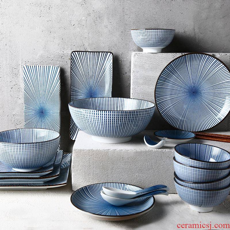 Dishes suit household rings ceramic tableware Dishes Japanese and creative rice bowls high level appearance cutlery set