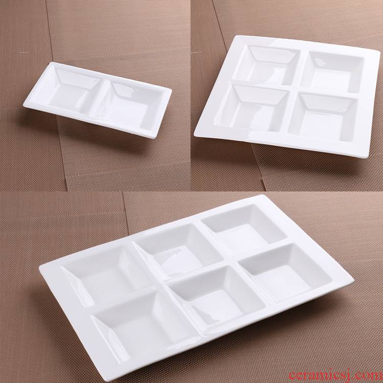 The downtown home ceramic plate, dish of grid plate fast food dish seasoning cold dish home plate of fruit classification