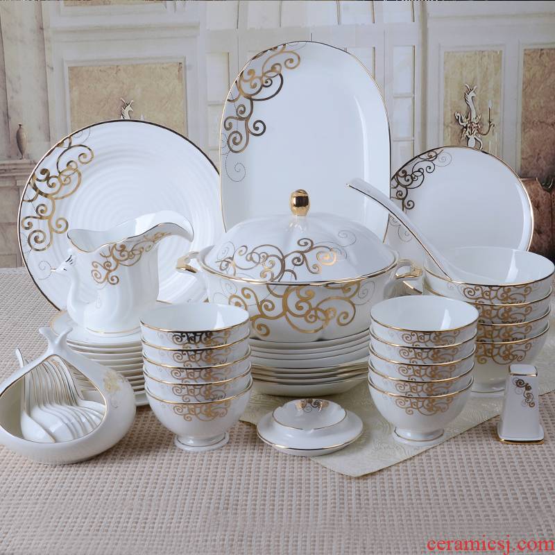 BO0026 European dishes suit tangshan 52 head tableware suit dishes household ipads China Chinese dish bowl