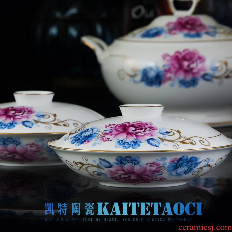 Jingdezhen ceramic tableware suit home dishes suit up phnom penh dishes cup Chinese ceramics wedding gifts