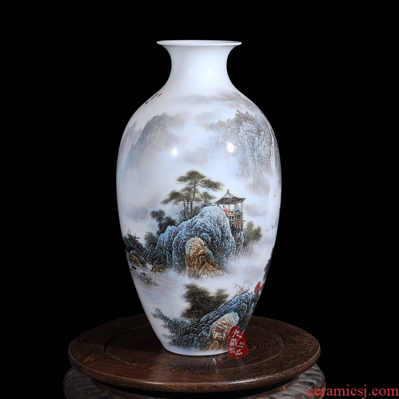 Dong - Ming li jingdezhen ceramics powder enamel vase flower brook mountain leisure home sitting room handicraft furnishing articles