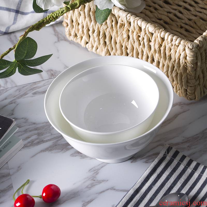 Pure white ceramic bowl ipads porcelain rice bowls prevent hot tableware hotel home to 4.5/6 of an inch tall bowl of noodles bowl