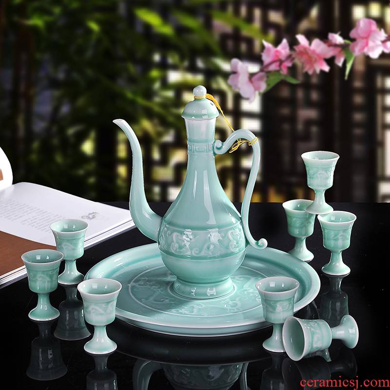Jinding force liquor liquor wine suits for celadon ware jingdezhen ceramics goblet in large tray 1 catty
