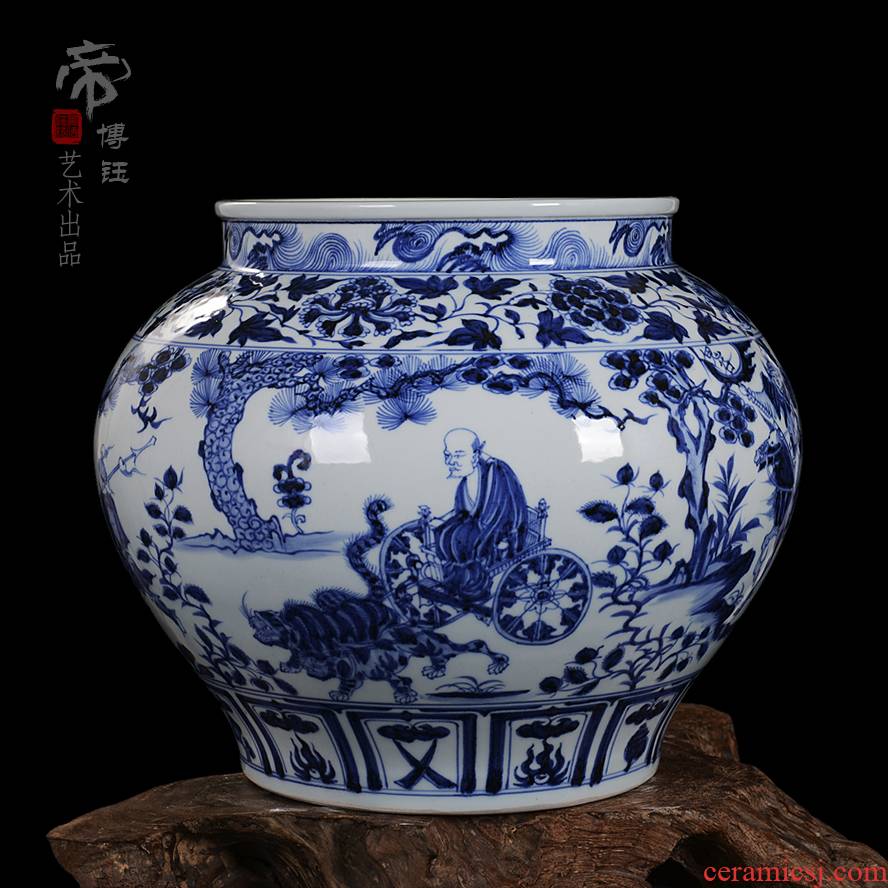 Jingdezhen fine antique ceramics yuan blue and white ghost cereal is downhill pitcher of high - grade hand - made vases, high copy written
