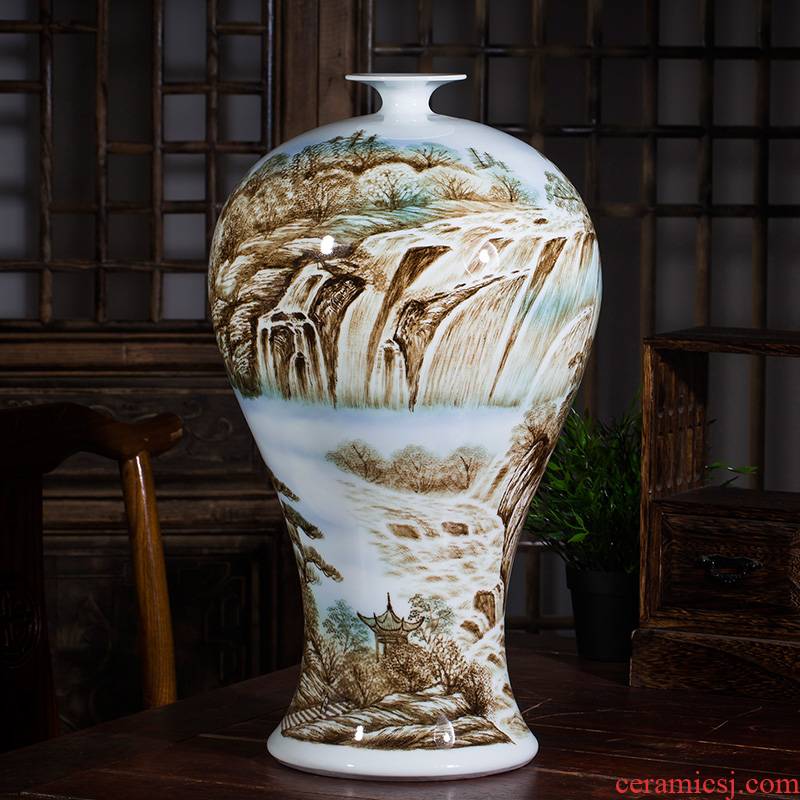 Jingdezhen ceramic antique color ink famous hand - made vases bonanza Chinese style home sitting room adornment is placed