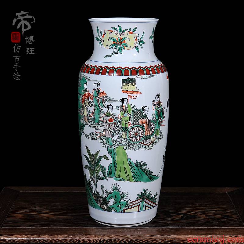 Jingdezhen ceramic vases, antique hand - made pastel the qing shunzhi year vase household decorates sitting room furnishing articles