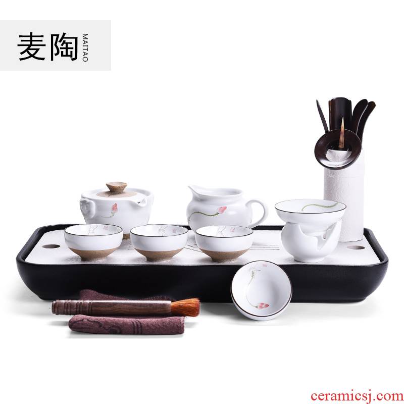 MaiTao sharply stone tea tray tea set suit household teapot tea sea hand draw a complete set of kung fu tea set a pot of four cups