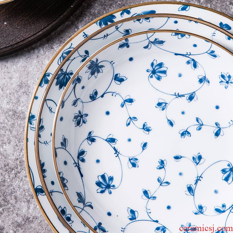 Porcelain soul plate ceramic Japanese - style meal dish dish fruit bowl deep dish creative move Korean tableware disc plate