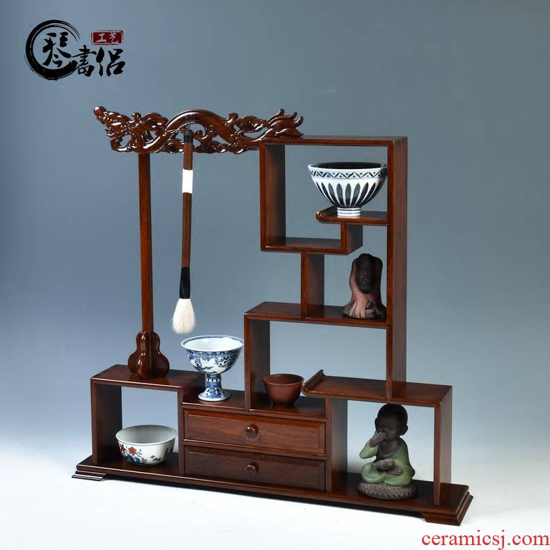 Pianology picking rosewood carving ancient frame base solid wood tea set small m letters treasure pavilion antique furnishing articles rich ancient frame base