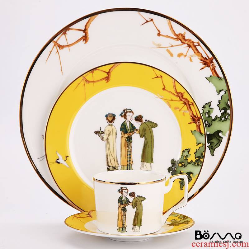 The tang dynasty had The plate bright yellow modern ceramic dinner plate, new Chinese style is classic example room tableware disc of sell like hot cakes