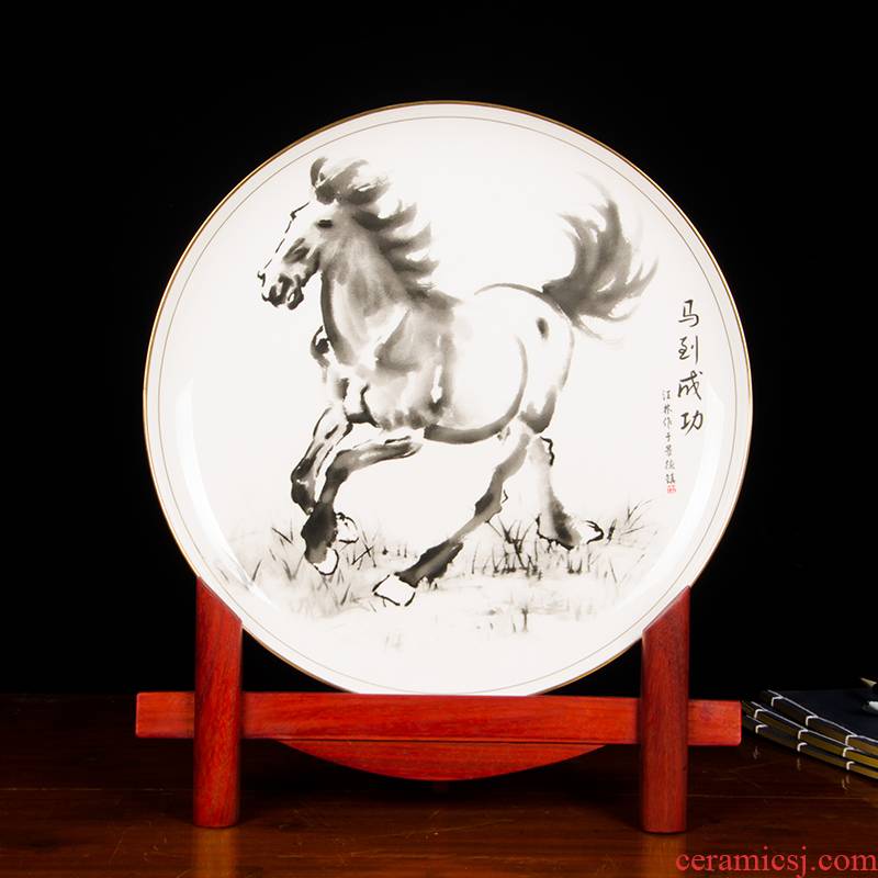 Z027 jingdezhen chinaware paint edge ipads China success big porcelain decorative plate of the sitting room the hotel decoration