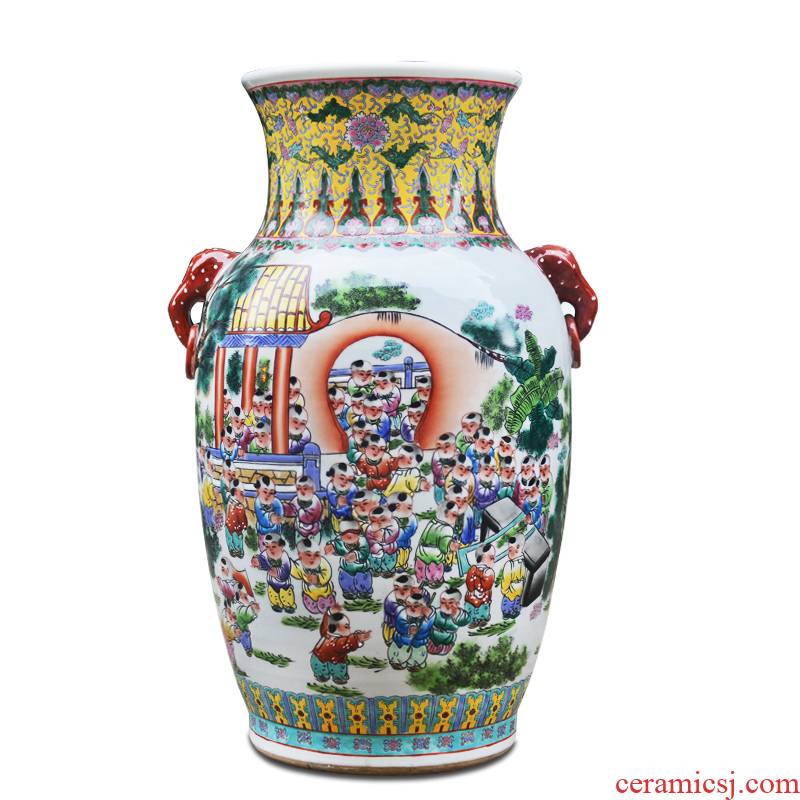 Jingdezhen ceramics hand - made ears the ancient philosophers figure the lad of large vase furnishing articles of I sitting room opening gifts