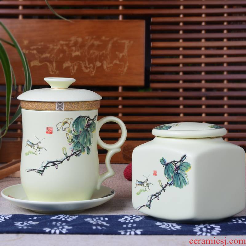 Xiang feng ceramic cups with cover filter cup meeting office cup tea cup set leisure CPU + tank