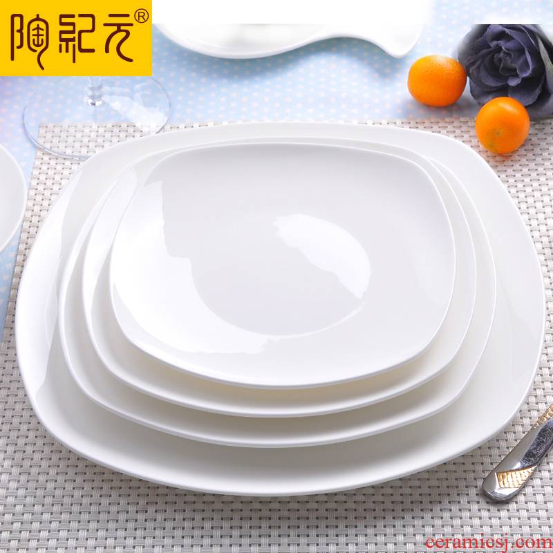 Creative pure white ipads porcelain dated 7/9 inch Fang Pingpan FanPan western - style food dish salad hotel ceramic tableware cuisine