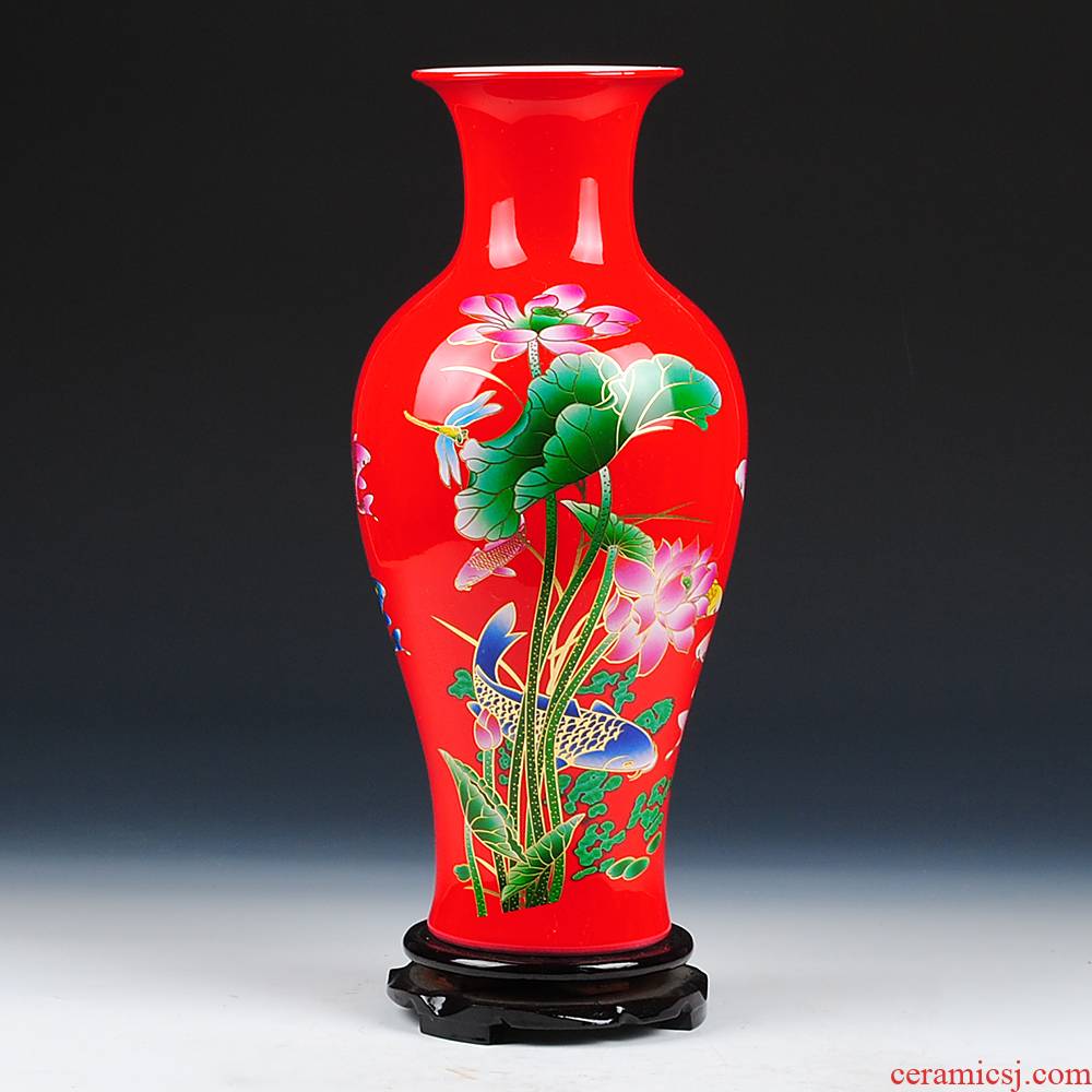 Jingdezhen ceramics China red lotus vase more modern home furnishing articles every year