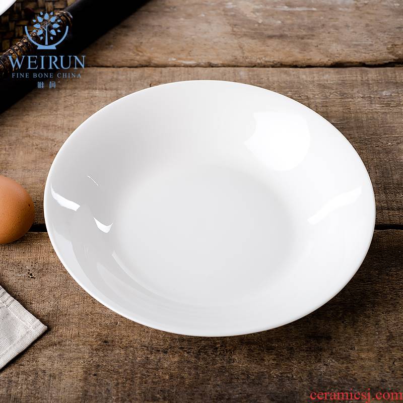 Embellish only pure white ipads China plates round 8 inches deep dish dish of Chinese style household bao wings capacity plate