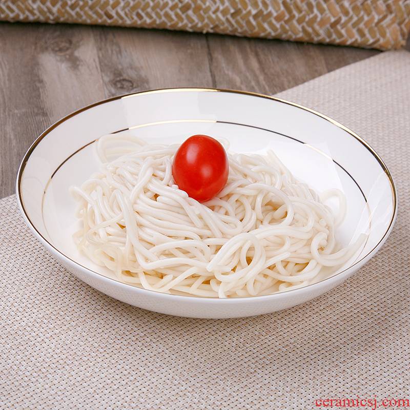 Tangshan ipads porcelain dish dish home soup plate deep dish creative ceramic round the see colour white plate fruit dishes