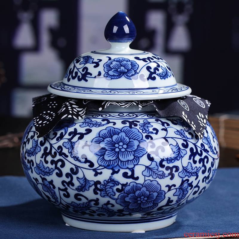 A kilo of jingdezhen ceramics moistureproof caddy fixings retro puer tea canister to seal A large originality