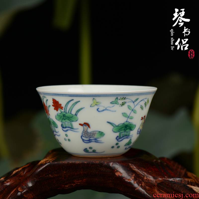 Pianology picking jingdezhen porcelain vases, antique art furnishing articles imitation chenghua bucket color glass tea cups