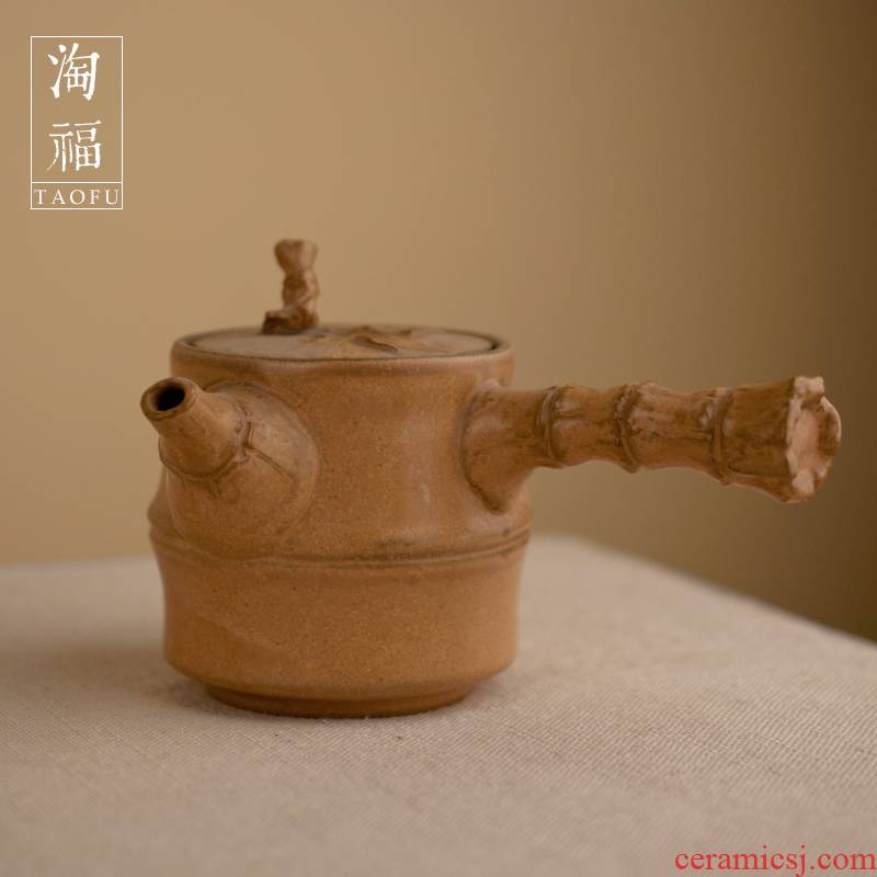 Bamboo pot of Japanese side by hand pot teapot ceramic kung fu tea tea lasts a pot of large - sized tea taking