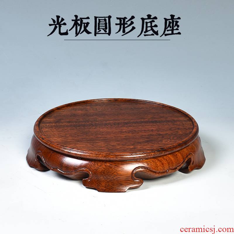 Solid wood real wood carving round base can be excavated vases, antique stone base incense buner base the teapot