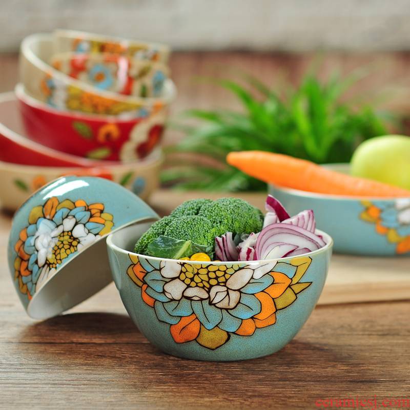 Chinese hand - made ceramic tableware suit household large ceramic bowl of soup bowl mercifully rainbow such as bowl bowl bowl creative cuisine