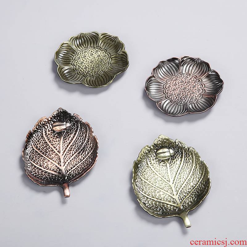 Porcelain heng tong kung fu tea accessories alloy bronze cup cup mat tea cup mat creative copper cup mat