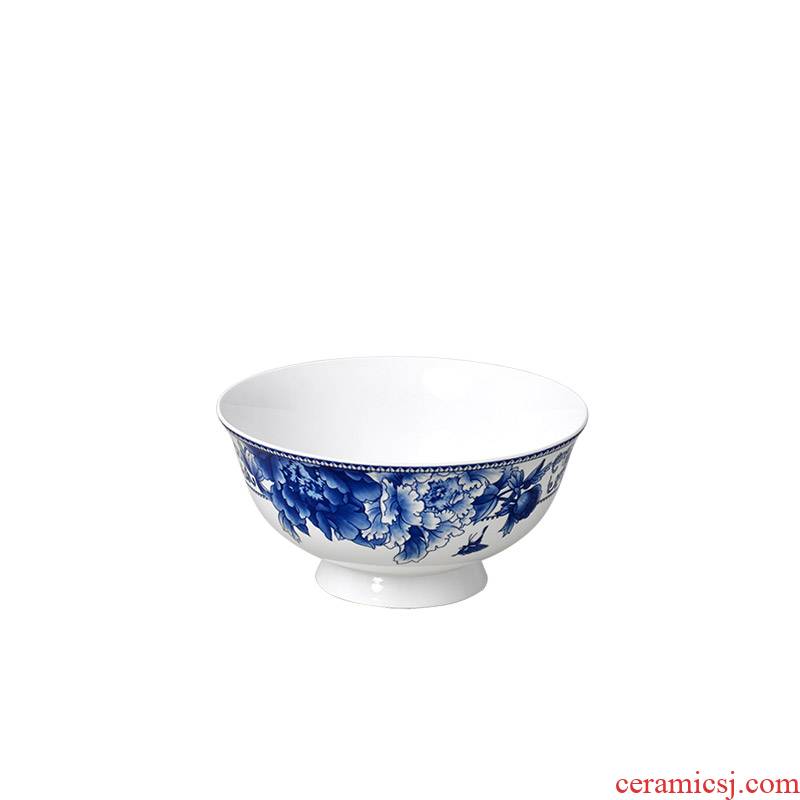 Jingdezhen blue glair bowl suit ipads China 6 inches Korean big rainbow such as bowl bowl rice bowls gifts tableware