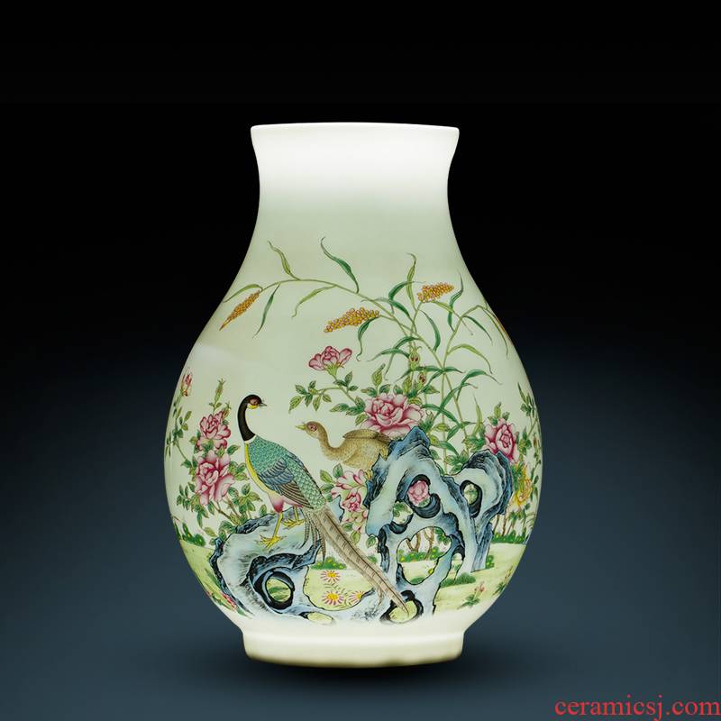 Jingdezhen ceramics vase dry flower arranging wide expressions using lucky bamboo new Chinese style household wine sitting room adornment is placed