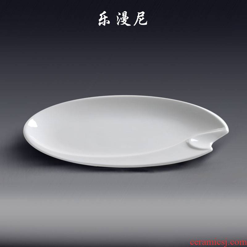 Le diffuse, missing Angle an egg - shaped plate - pure white ceramic tableware elegant western - style food cold dish hot food cooking steamed fish dish